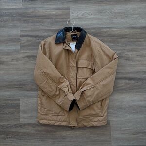 Men's Tan Jacket with Black Collar